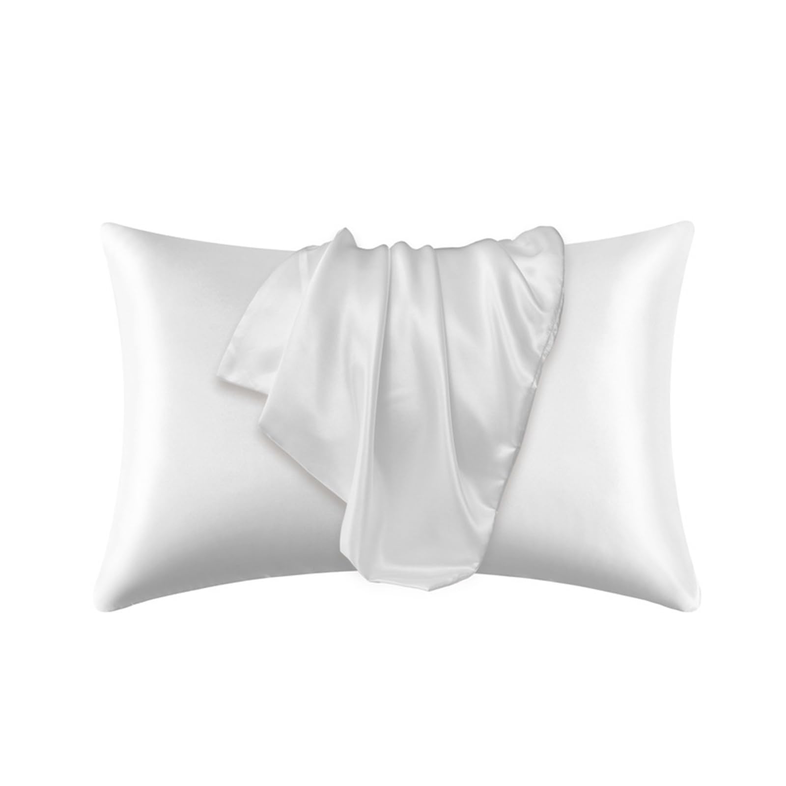 Silky Pillow Covers, Satin Hair Beauty Pillowcase Multicolor 51x(66-76) cm(White,1PCx51x66cm(20x26in))