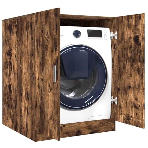 Gecheer Mueble para Lavadora, Mueble para baño, Estante para Inodoro, superestructura para Lavadora, Mueble para baño, Mueble para Lavadora, Mueble Alto para baño,Color Roble Ahumado 71x71,5x91,5 cm