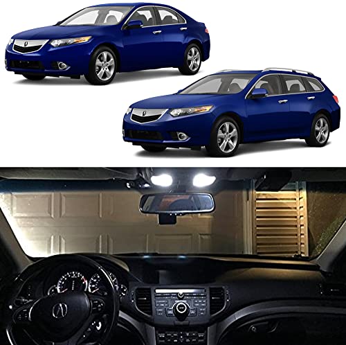 LEDs by MTS 2009-2014 Acura TSX Interior White LED Kit + License Plate (Complete 15PC Light Bulb Set) Sedan & Wagon -2010, 2011, 2012, 2013