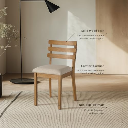 Image of Farmhouse Dining Table Set for 4, Wooden Kitchen Table & Solid Wood Chairs