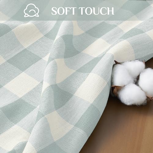 Softalker-Spring-Checkered-Tablecloth-Rectangle-Heavy-Weight-Linen-Cotton-Gingham-Boho-Table-Cloth-with-Tassel-Wrinkle-Free-Buffalo-Plaid-Table-Cover-for-DiningPartyOutdoor-55-x-84-Inch-Aqua Softalker Spring Checkered Tablecloth Rectangle Heavy Weight Linen Cotton Gingham Boho Table Cloth with Tassel Wrinkle Free Buffalo Plaid Table Cover for DiningPartyOutdoor 55 x 84 Inch Aqua