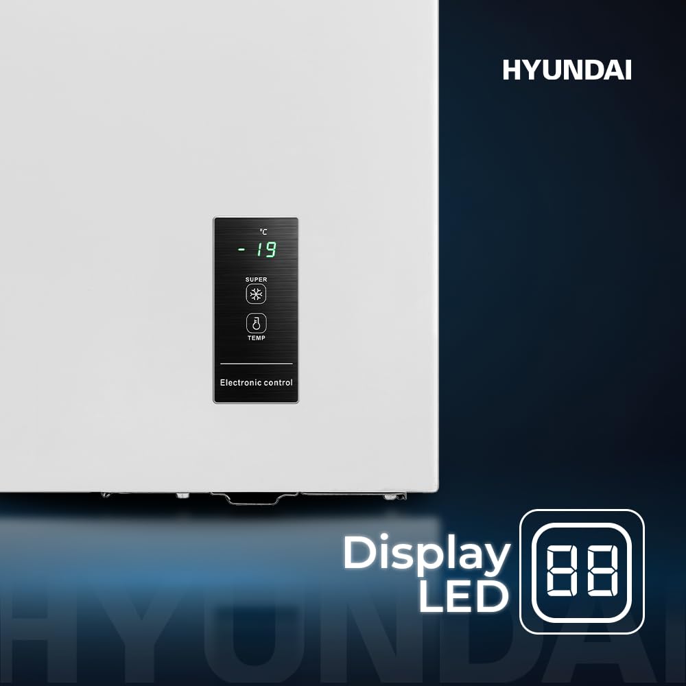 Hyundai Congelador Horizontal Blanco HCH300EDW00. Capacidad 290 Litros, 2 Cestas, Bajo Nivel Sonoro, Eficiencia Energética Clase E