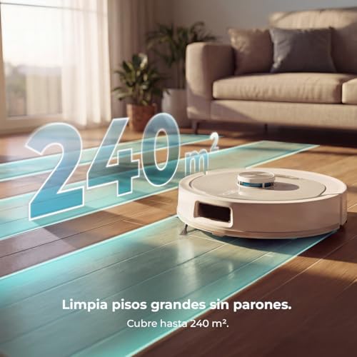 Miniatura 4 de Cecotec Robot Aspirador y Friegasuelos con Navegación Láser Conga M80 Pearl. Succión del Motor 25000Pa, Autonomía 240min, Cepillo Silicona para Mascotas, Bluetooth y WiFi, Control App