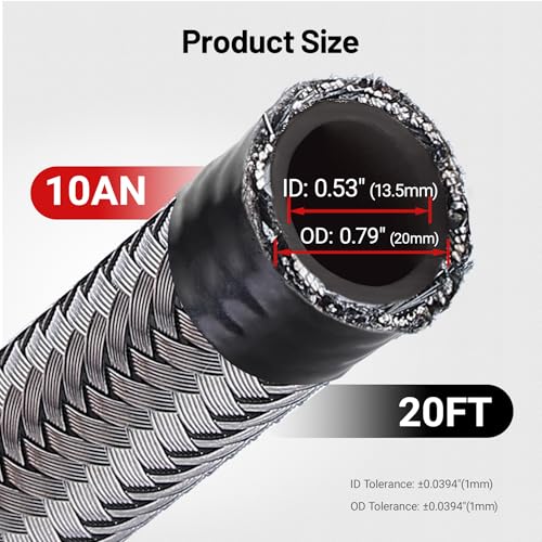 Image of EVIL ENERGY 10AN Fuel Line, AN10 Braided Fuel Hose Nylon CPE 20FT Silver