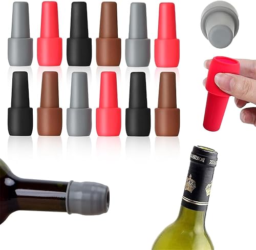 Miniatura 8 de Tapón de vino 2025, 4 tapones de vino para botellas de vino, tapas de botellas de vino de silicona, cubiertas selladoras reutilizables e irrompibles