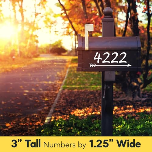 ASSURED SIGNS Reflective Mailbox Numbers for Outside 3 Inch Self-Adhesive Vinyl Decals 5 Sets 0-9 House Address Number Stickers Waterproof UV Resistant White Mail Box Numbers