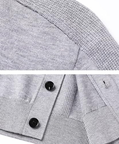 Rivccku Men's 100% Pure Cashmere V-Neck Button Front Long Sleeve Cardigan Sweater3