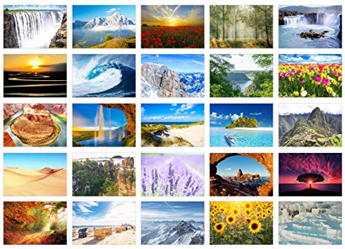 Edition Seidel Juego de 25 tarjetas postales de paisajes naturales, mar montañas, bosques, valles (20237)