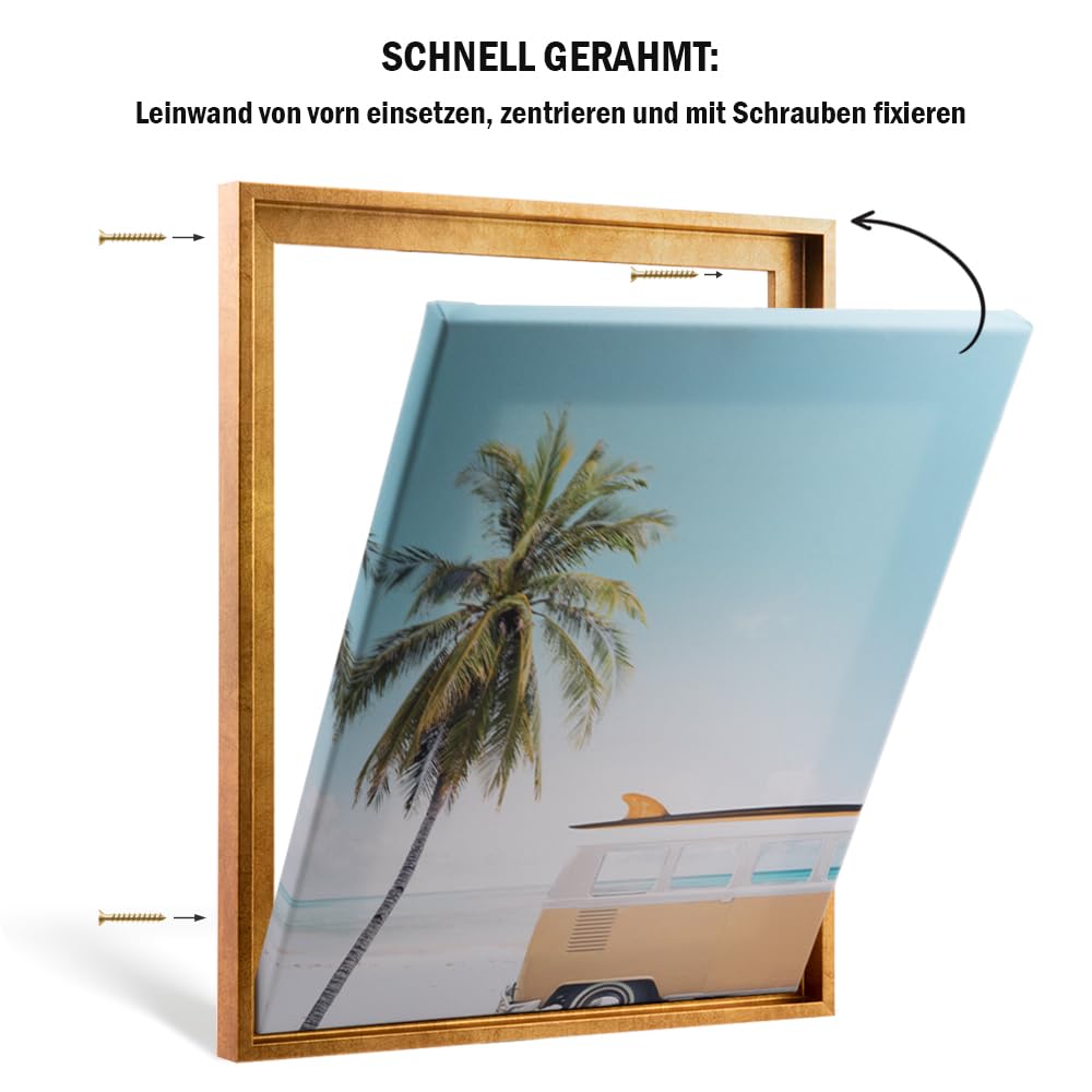 Haak Schattenfugenrahmen Levi in Blattgold 30 X 40 cm für Keilrahmenbilder und Leinwände Glanz Edition