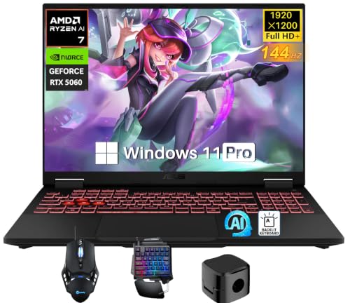 Image of ASUS TUF A18 Gaming Laptop, AMD Ryzen 7 260 (16 Tops XDNA NPU), NVIDIA GeForce RTX 5060, 18 inch FHD+ 144Hz 3ms Display, 64 GB DDR5 RAM, 4 TB SSD, RGB KB, Copilot AI, Windows 11 Pro, Gaming Accessories