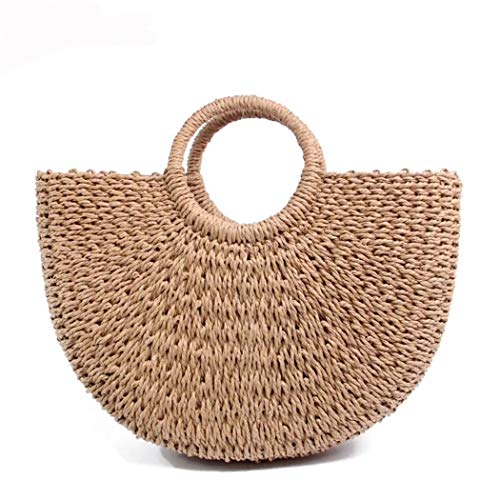 Bolso de playa grande tejido a mano con paja para mujer