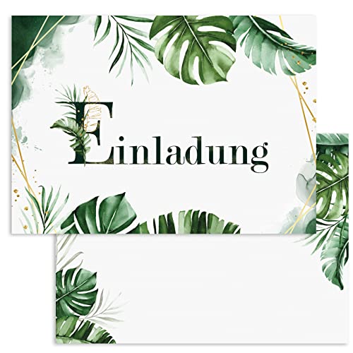 Klasse Einladungskarten Tropische Blätter 10 er Set 2 seitig - hochwertig Einladung Geburtstag Feier Fest Jubiläum 20 30 40 50 60 70 80 Hochzeit Geburtstagsfeier Einladungskarte Grün elegant Klasse Einladungskarten Tropische Blätter 10 er Set 2 seitig - hochwertig Einladung Geburtstag Feier Fest Jubiläum 20 30 40 50 60 70 80 Hochzeit Geburtstagsfeier Einladungskarte Grün elegant