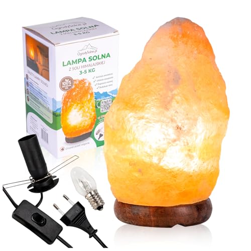 Lampada di cristallo di sale, Lampada di sale dell'Himalaya, Naturale e unica, Varie dimensioni trasversali e longitudinali, Un'elegante composizione fatta di sale dell'Himalaya (Rosa, 3-5kg)