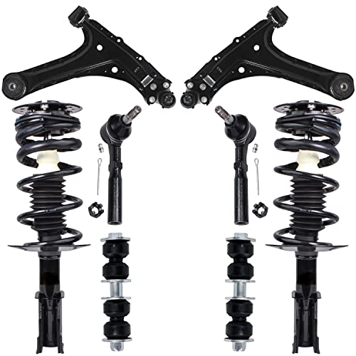 Image of Detroit Axle - 8pc Front End Suspension Kit for 99-05 Chevy Cavalier Pontiac Sunfire, 2 Lower Control Arms w /Ball Joints 2 Struts 2 Tie Rods 2 Sway Bars 1999 2000 2001 2002 2003 2004 2005 Replacement