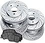 PowerSport Front Rear Brakes and Rotors Kit |Front Rear Brake Pads| Brake Rotors and Pads| Ceramic Brake Pads and Rotors |fits 2016-2019 Hyundai Sonata, 2016-2020 Kia Optima