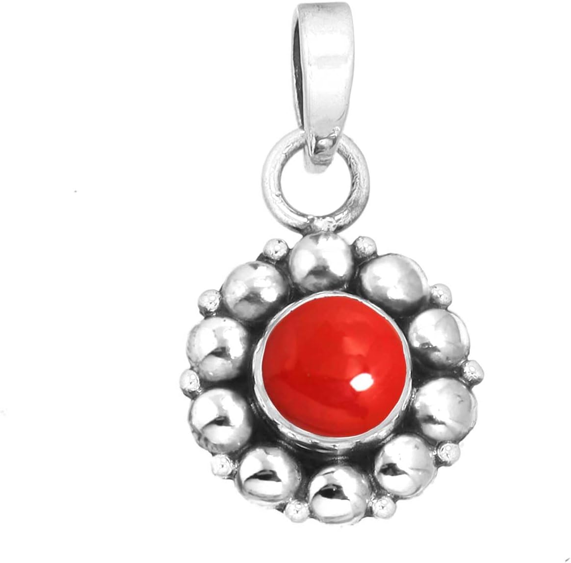 Handmade Genuine 925 Sterling Silver Pendant Necklace Natural Gemstone Moonstone, Garnet, Lapis, Onyx Round Boho Jewelry For Women