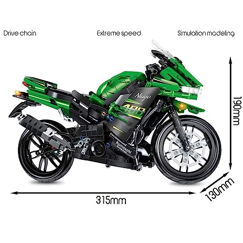 JOMIOD Technik Motorrad für Kawasaki Ninja 400, 862 Klemmbausteine Technik Rennen Motorrad Bausteine, Technik Supermotorrad MOC Motorbike Für Kinder Sammler Erwachsene, Kompatibel mit Großen Marken