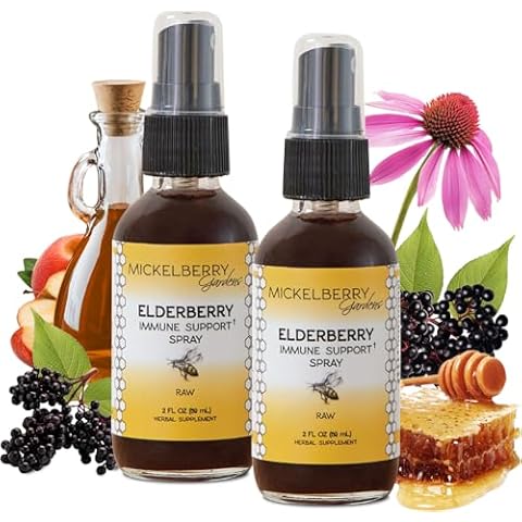 Mickelberry Gardens Elderberry Honey Propolis Throat Spray - Natural Immune Support and Throat Coat for Kids and Adults, 2 Ounces (Pack of 2) Cover