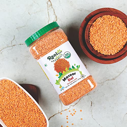 Image of Rani Organic Masoor Dal (Red Split Lentils) 64oz (4lbs) 1.81kg Bulk PET Jar ~ All Natural | Vegan | Gluten Friendly | NON-GMO | Indian Origin | USDA Certified Organic