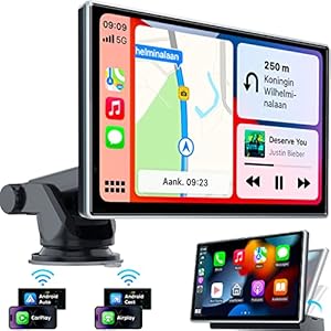 Wireless Apple Carplay & Android Auto Portable Car Stereo with Bluetooth, Mirrorlink, Car Play Screen with 7 Inch HD IPS Touchscreen, Voice Control GPS Navigation Carplay Screen