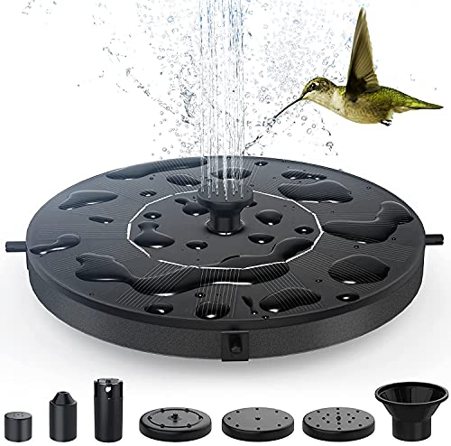 Solar Springbrunnen für außen, THEGUS Solarbrunnen für den Garten, Springbrunnen Solar Teichpumpe mit 6 Düsen, 1.4W Solarspringbrunnen für Aussen, Teiche, Gartendekoration, Vogel-Bad, Fisch-Behälter