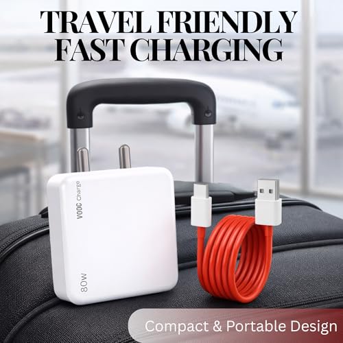 Image of Umake 80W Fast Charger Adapter with Cable, BIS Certified Mobile Charger, Fast Charging Wall Adapter Compatible with Samsung, Vivo, Oppo, Redmi, OnePlus & Android Devices