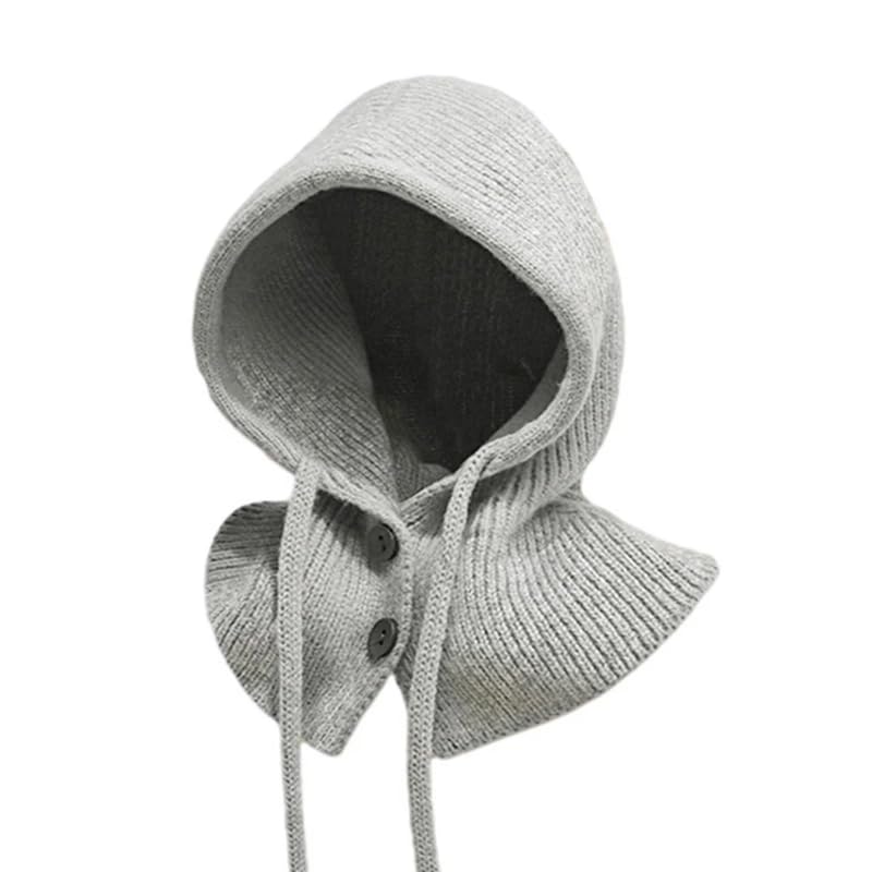 topibaaz Winter Hats for Women Balaclava Knit Beanie Skull Cap with Drawstring Hat Scarf Hooded for Girls Windproof Warm Unisex Collar Shawl Neck Protect Hat-picture-11