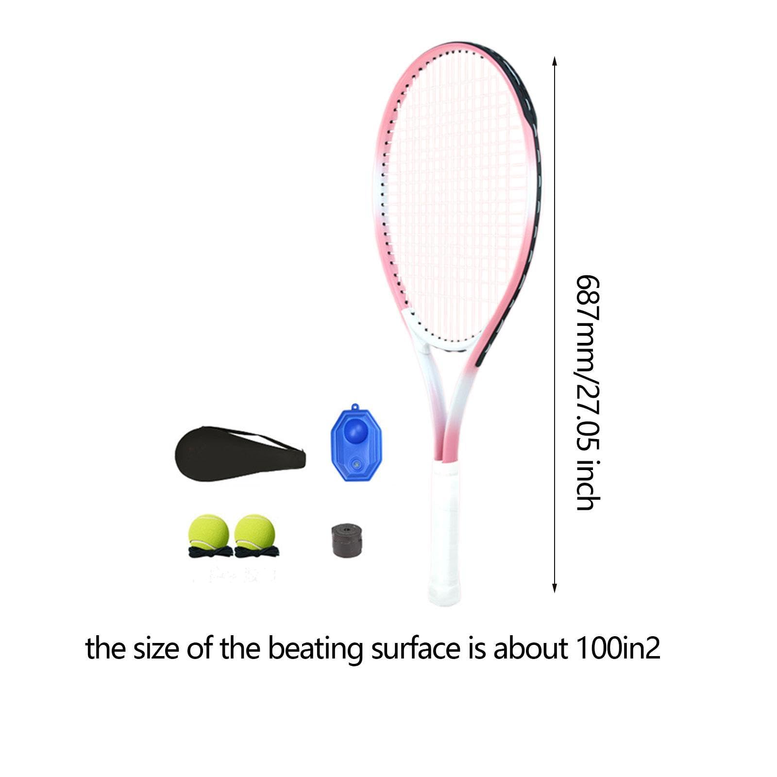 kowaku Tennis Racket Set with Tennis Trainer Rebound Balls Anti Slip Grip Tennis Training Tool for Outdoor Backyard Indoor Beginners, Pink