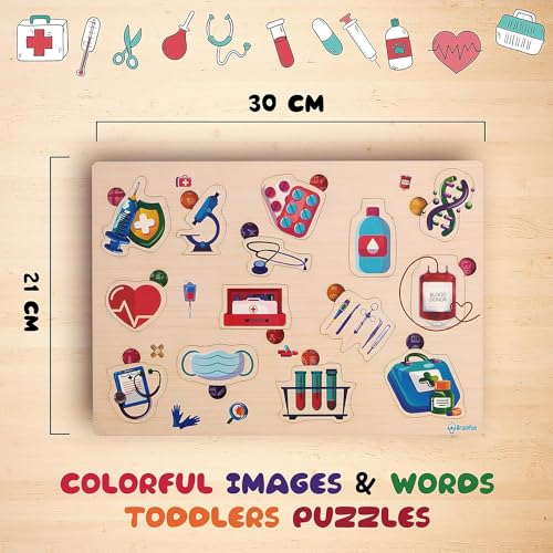 Image of PLUSPOINT Kid Wooden Montessori Educational Pre-School Puzzle Board Toy for Boys and Girl (Wooden Medical Equipment)