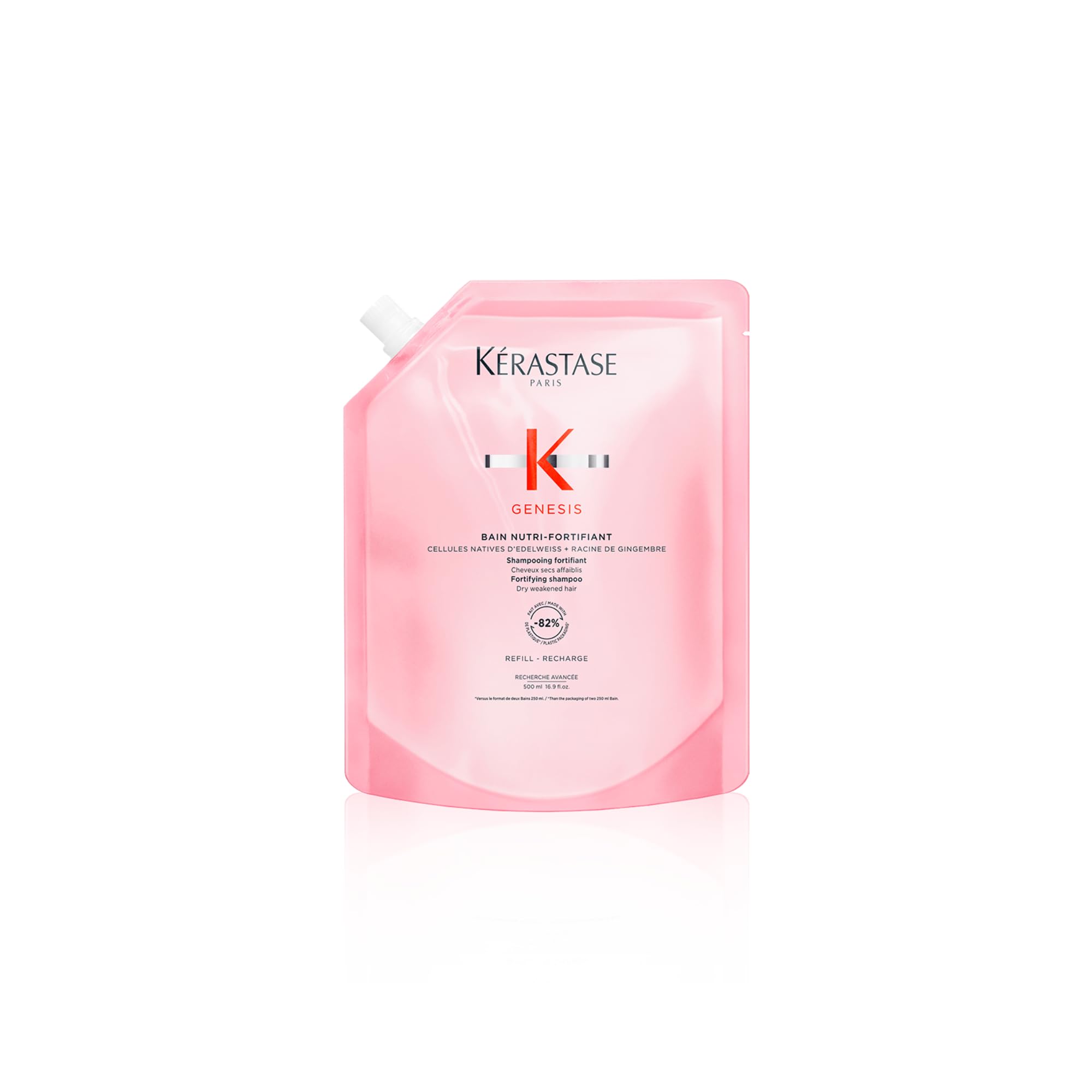 Kérastase Genesis, Nourishing & Fortifying Shampoo, For Weakened hair, With Ginger Root & Edelweiss Flower, Bain Nutri-Fortifiant, 500ml Refill