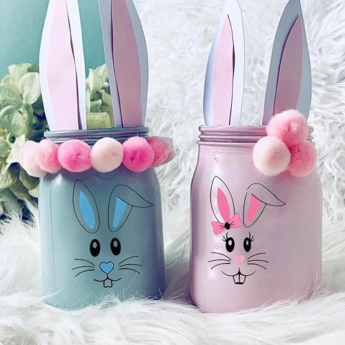 59 pegatinas de vinilo caras conejo para decoración miniatura 4