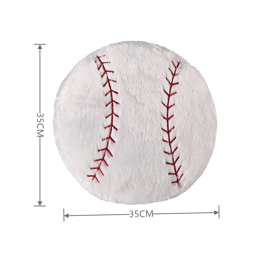 TONGMAN 14inch Football Throw Pillow,Fluffy Soccer Ball Stuffed Toys,Soft Soccer Stuffed Sport Balls Toys,Ball Pillow Soft Durable Plush Pillow Toy Sofa Decoration Gift (Baseball) - Image 2