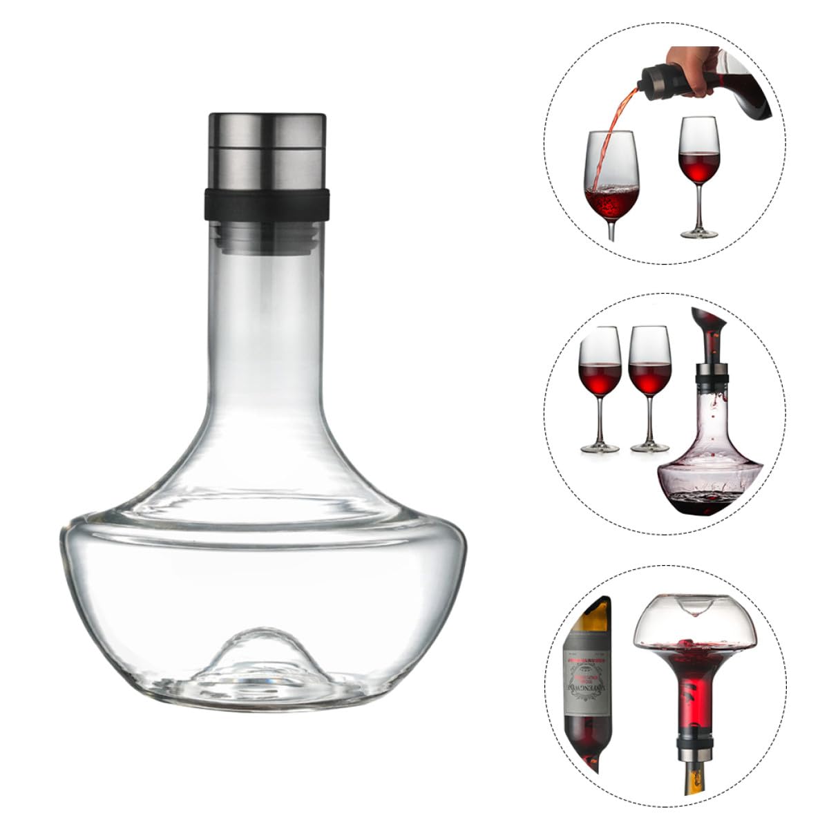 Decanter in Vetro da 1000 Ml per Whisky e Brandy, Distributore di Bevande Portatile e Veloce, Caraffa per Vino Trasparente per Uso Domestico, per Casa, Bar e Feste
