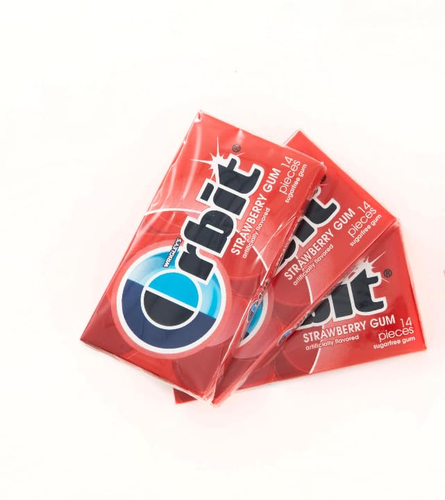Chicle O'rbit Sin Azúcar Sabor Fresa - Pack de 3 (42 Unidades)