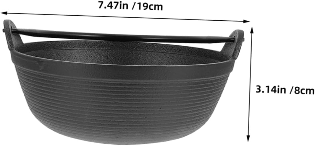Outdoor Cast Iron Non-stick Cooking Pot for Camping Picnics Family Meals Portable Cauldron Handle for Stews and Soups