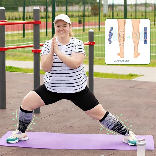 Image of Compression Socks for Women &Men Wide Calf, Plus Size 15-20 mmhg,Knee High,compression stockings