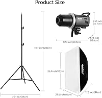 Vista 8 de GODOX MS300V - Kit de luz de fotografía flash de estudio, 2.4G 300W Bowens Mount Strobe Flash Kit de iluminación con soporte de luz, caja de luz