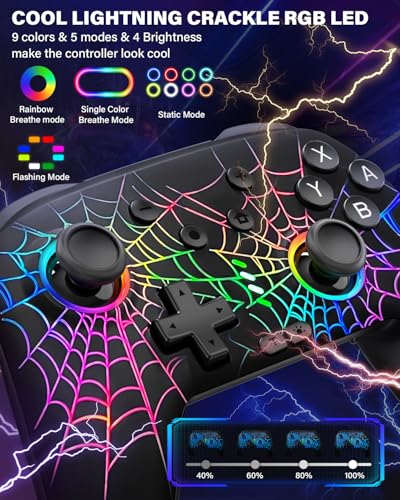 Image of ZRZLMVP Wireless Switch Controller for Nintendo Switch /OLED /Lite /Switch 2, 1000mAh Rechargeable Pro Controllers with 9 Colors LED Light, Switch Remote Control Gamepad with Turbo, Vibration,6-Axis Gyro