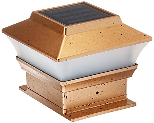 iGlow 8 Pack Copper Outdoor Garden 4 x 4 Solar LED Post Deck Cap Square Fence Light Landscape Lamp PVC Vinyl Wood Bronze