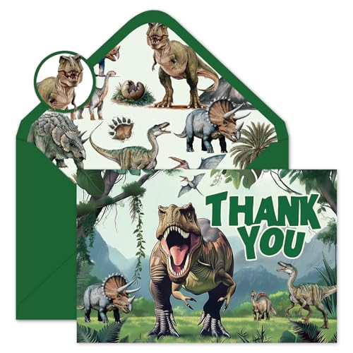 Cartes de remerciement dinosaures pour anniversaire enfant et fête