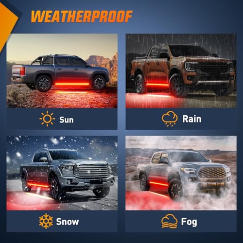 Nilight 2PCS 70 Inch Emergency Strobe Light Strip 1125 LED Running Board Lights Red Flexible Side Flashing Warning Caution Safety Waterproof for Truck Construction Vehicles Pickup by Nilight - Image 8