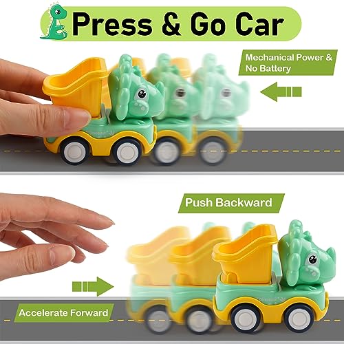 Deepton 6 Pcs Car Toys for 1-2 Year Old Boys, Toy Cars for Toddlers, Pull Back Cars, Dinosaur Toys for Girls Boy, Kids Cars, Baby Cars, Birthday Gifts for 1 2 3 Year Olds Boys - Image 4