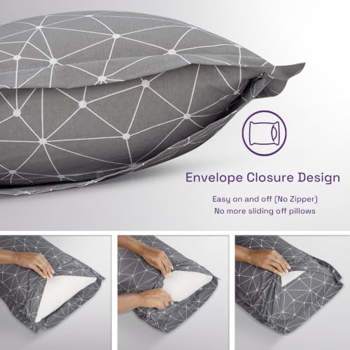 Image of Wakefit 100% Cotton Pillow Cover Set of 2 | 200 TC Soft & Breathable Pillow Cases | King Size 19 x 36 Inch | Skin Friendly, Durable & Gentle Machine Washable | Marino
