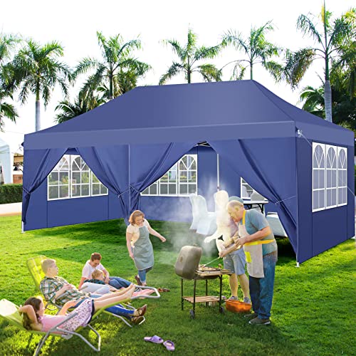 Cobizi 10X20Ft Pop Up Canopy Tent With 6 Removable Sidewalls, Outdoor Canopy Tents For Partie Wedding, Instant Sun Protection Shelter With Upgrade Raised Roof And Wheeled Carry Bag #TOP7