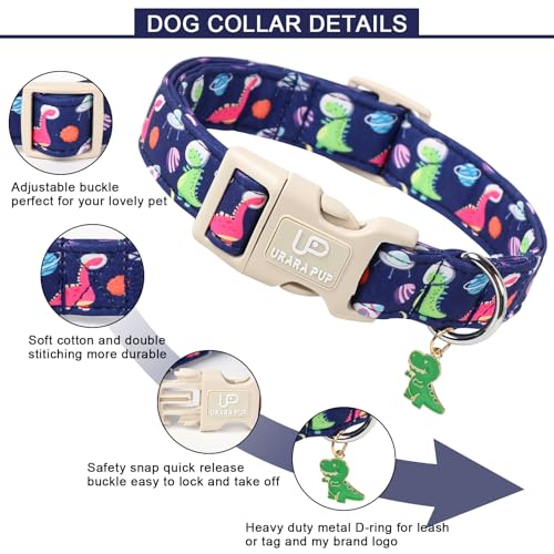 Image of Summer Dog Collar-Dinosaur Dog Collars with Planet-Cute Blue Summer Pet Dollar-Soft, Adjustable & Stylish for Small /Medium Dogs