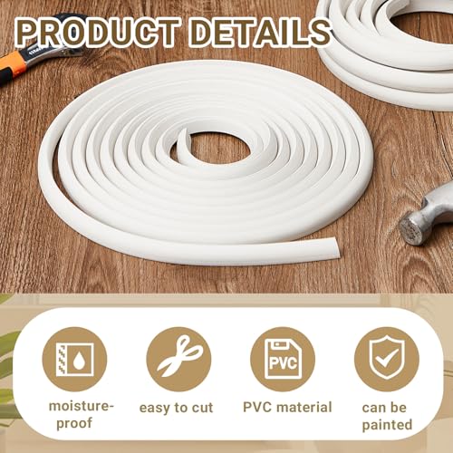 Moulure flexible quart de rond autocollante blanche pour angle de mur et comptoir de cuisine - 5
