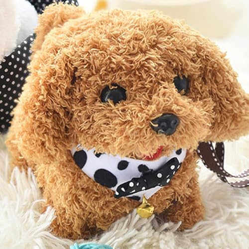 Image of Walking Talking Fluffy Dog Toy for Kids, Fun Movement, Included Battery Operated - Barking, Jumping & Twitch Nose, Voice Repeat, Perfect for Children's Kids & Toddlers (Brown)
