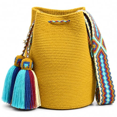 Image of WYOU Designer Wayuu Hand-Crochet Woven Summer Beach Bag for Everyday, Travel-Large Beachy Purse, Colorful Purses for Women