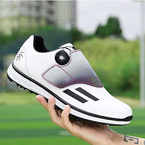 Shhyy-Zapatos-de-Golf-para-HombresLigeros-Impermeables-Men-Golf-Shoe-Calzado-de-Golf-Antideslizantes-Transpirables-para-cancha-de-Entrenamiento-de-Golf-para-Exteriores-e-Interiores-Blanco42
