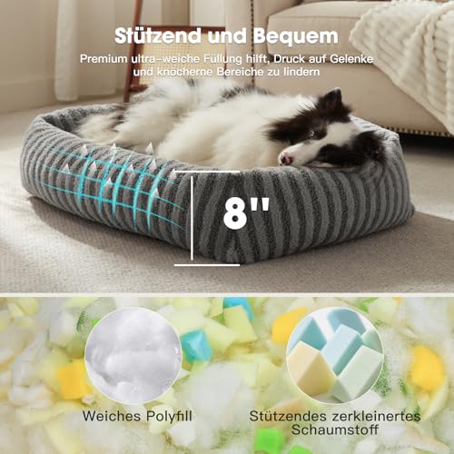 Pawk Hundebett große Hunde, Hundebett Waschbar abnehmbar mit Erhöhte Ränder, rutschfeste Hundekorb mit bequemem Kaninchenwolle-Bezug, 76 x 61 x 20 cm